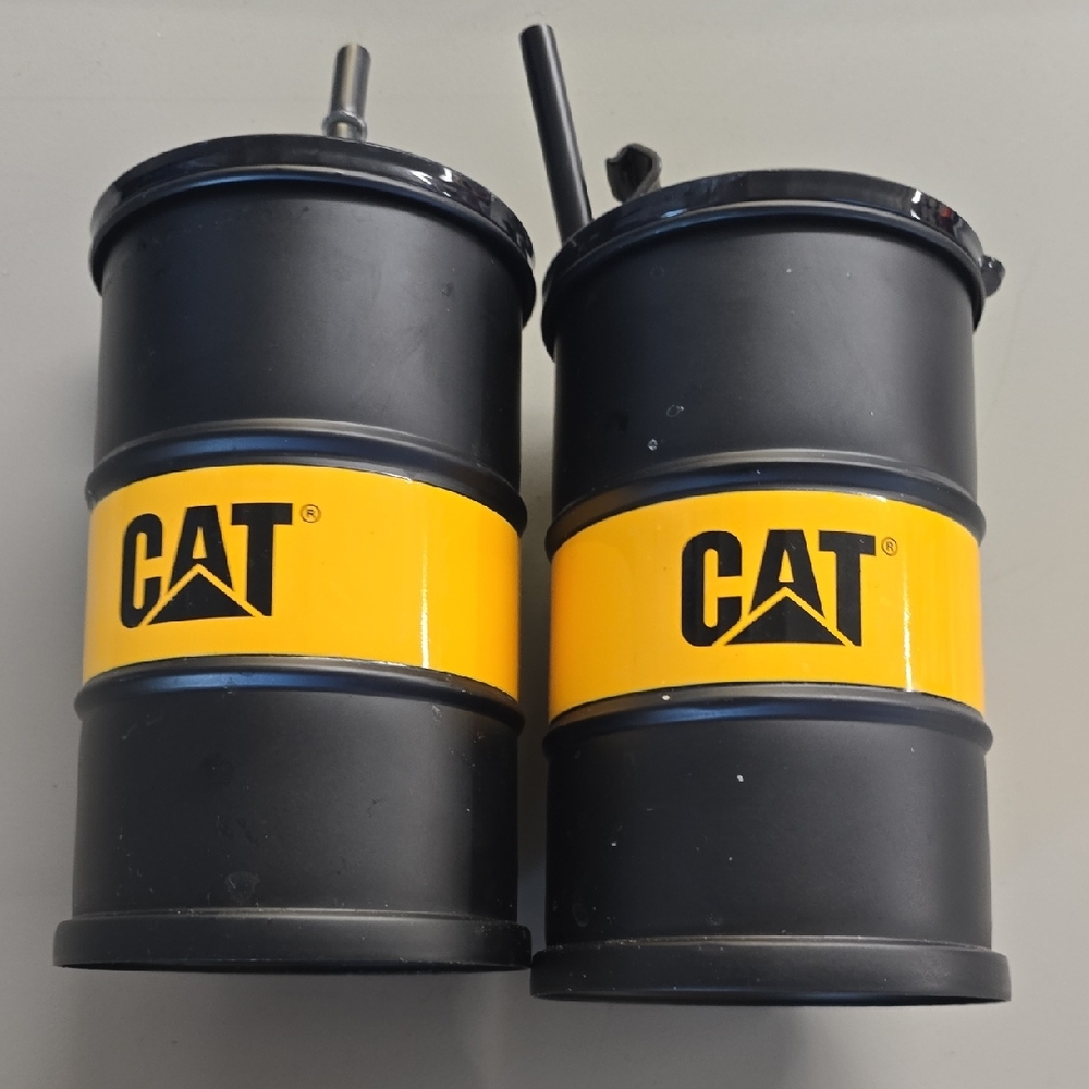 (2) Caterpillar Black and Yellow Barrel Mugs - Never Used